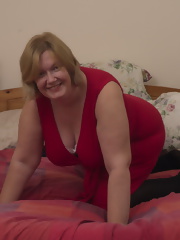 Large British mature lady with big natural tits getting dirty