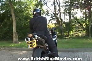 British biker chick gets interracial coition