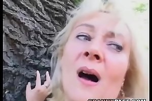 Busty Mature Receives Facial Ejaculation Outdoor
