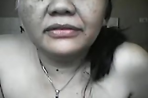 AGED FILIPINA older LYLA G SHOWING ME The brush LARGE SCOOPS Increased by UNSHAVED FUR PIE ON WEB CAMERA!