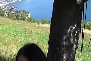 Lake Garda Blowjob Goddess - Public Latex Blowjob Tugjob - Jism on My Tits