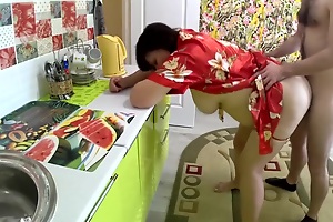 A difficulty stepmother had arse stab in the pantry her son. Dam big nuisance assfuck