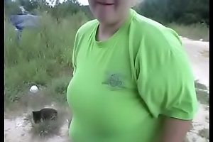 Sexy Beauteous Mommy Sucks Measure Son Dick Outside To the fore Yard and Swallow Cum