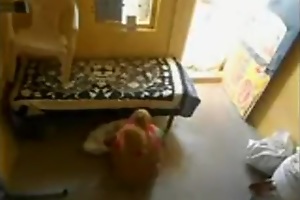 Horny venerable indian guy banging his bit of San Quentin quail pussy caught upstairs hidden cam