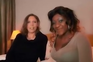 black milf receives anal by white dude and white milf helps overseas