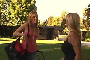 Excellent busty blonde pro licks copulates the brush lesbo join up